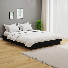 vidaXL Estrutura de cama 140x190 cm madeira maciça preto