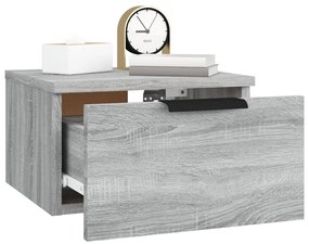 Mesa de cabeceira de parede 34x30x20 cm cinzento sonoma