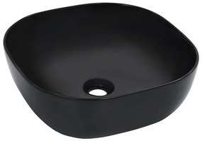 vidaXL Lavatório 42,5x42,5x14,5 cm cerâmica preto