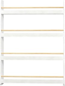 Estante infantil, 4 níveis, estante para brinquedos 12 x 80 x 100 cm branco-natural
