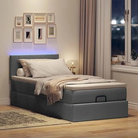 Estrutura cama otomana colchão 90x190 cm tecido cinzento escuro