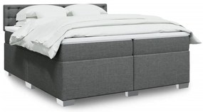 Cama com molas/colchão 200x200 cm tecido cinzento-escuro