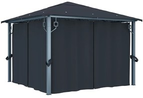 vidaXL Gazebo com cortina 300x300 cm alumínio antracite