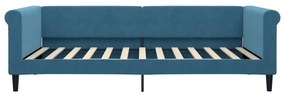 Sofá-cama com gavetão 100x200 cm veludo azul