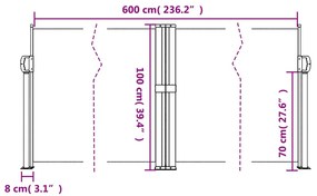 Toldo lateral retrátil 100x600 cm preto