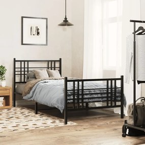 Estrutura de cama com cabeceira e pés 107x203 cm metal preto