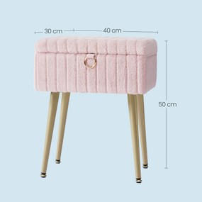 Banco para toucador com espaço de arrumação 30 x 40 x 50 cm Rosa
