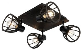 Luminária de teto industrial preto 4 luzes - Fotu Industrial