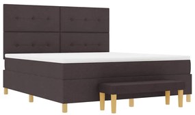 Cama Box Spring vidaXL com Colchão e Banco Castanho Escuro 180x200 cm