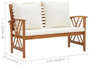 4 pcs conj. lounge jardim c/ almofadões madeira acácia maciça
