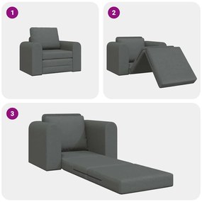 Sofá Cama 2-em-1 Cinza Escuro 98x71x83 cm Tecido