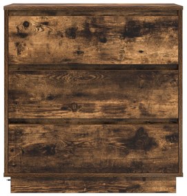 Criado-mudo com LED Carvalho Fumado 71x34,5x75 cm Madeira de Engenhari