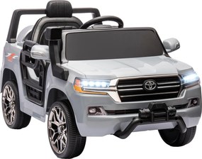 AIYAPLAY Carro Elétrico Crianças Toyota Land Cruiser 12V com Controlo Remoto Buzina Arranque Lento Música MP3 107x65x55,5cm Cinza | Aosom Portugal