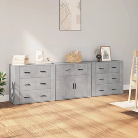 vidaXL Aparadores 3 pcs derivados de madeira cinzento cimento