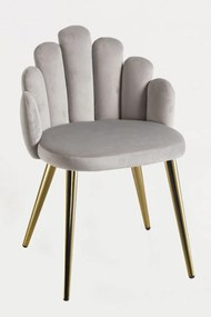 Cadeira Hand Gold Veludo - Cinza claro