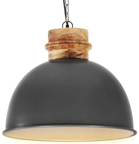 vidaXL Candeeiro teto industrial redondo 50 cm E27 mangueira cinzento
