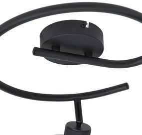Foco de teto de design preto com vidro fumê redondo 3 luzes - Domo Moderno