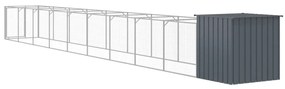 Casota p/ cães c/ parque 110x1017x110cm aço galvaniz. antracite