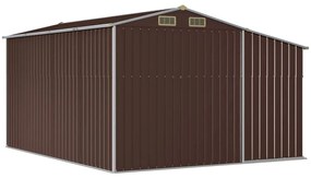 Abrigo de jardim 277x365,5x179 cm aço galvanizado castanho