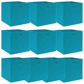 Caixas de arrumação 10 pcs 32x32x32 cm tecido azul-bebé