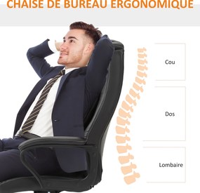 Cadeira de escritório com função de massagem, ergonómica, de grande conforto, altura ajustável, encosto basculante e revestimento sintético castanho F