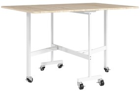 HOMCOM Mesa Dobrável de Cozinha para 4-6 Pessoas Mesa de Sala de Jantar Dobrável com Rodas e Laterais Dobráveis 120x80x73 cm Madeira | Aosom Portugal