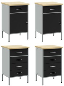 Conjunto de Mobiliário de Trabalho de 4 Peças em Preto e Cinza de Made