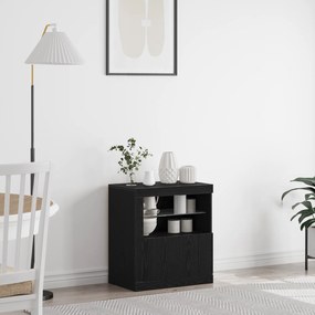 Sideboard vidaXL com luzes LED Carvalho Preto 60,5x37x67 cm