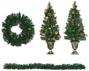 HOMCOM Conjunto de Decoração de Natal 4 Peças Decoração de Natal com 2