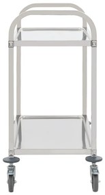 Carrinho de cozinha de 2 níveis 96,5x55x90 cm aço inoxidável