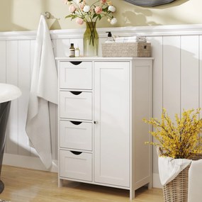 Armário de casa de banho com 4 gavetas 30 x 55 x 82 cm Branco