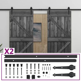 vidaXL Porta de correr com ferragens 80x210 cm pinho maciço preto