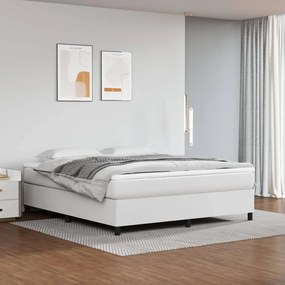 3121060 vidaXL Estrutura de cama com molas 180x200 cm couro artificial branco