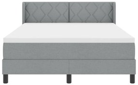 Cama Box Spring com Colchão Cinza Claro, 140 x 200 cm, Tecido