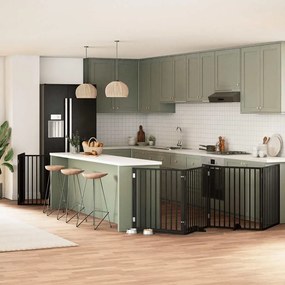 vidaXL Portão p/ cães com porta dobrável 12 painéis 960 cm álamo preto