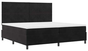Cama Box Spring com Colchão &amp; LED Preto 200x200 cm Veludo