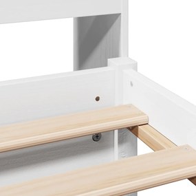 Cama com estante sem colchão 100x200 cm pinho maciço branco