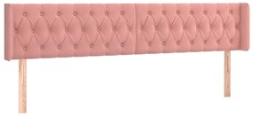 Cabeceira de cama c/ luzes LED veludo 183x16x78/88 cm rosa