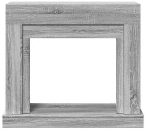 Cornija lareira 100x30x87,5cm derivados madeira cinza sonoma