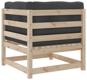 9 pcs conjunto sofás de jardim com almofadões pinho maciço