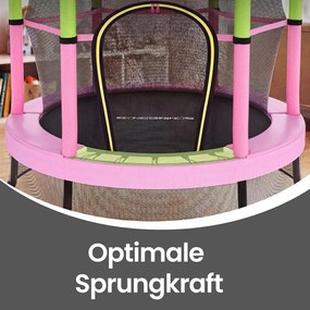 Trampolim infantil, trampolim de jardim de 174 cm com rede de segurança Rosa