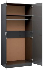 Roupeiro 90x52x200 cm derivados de madeira cinzento brilhante