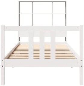 Cama com estante sem colchão 90x200 cm pinho maciço branco