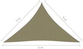 Para-sol estilo vela tecido oxford triangular 5x5x6 m bege