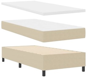 Cama Box Spring com Colchão Bege Claro 80x200 cm Tecido de Cortiça