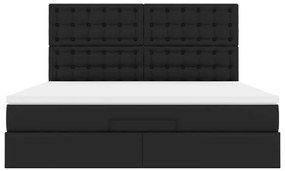 Estrutura de cama otomana com colchão 160x200 cm preta