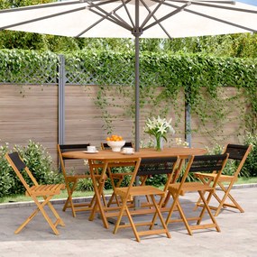 vidaXL Cadeiras de jardim dobráveis 6 pcs madeira acácia maciça preto