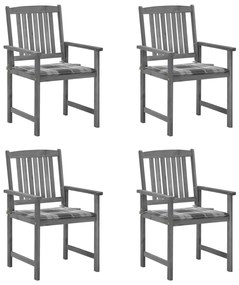 Cadeiras de jardim com almofadões 4 pcs acácia maciça cinza