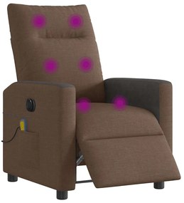 Poltrona de massagens reclinável elétrica tecido castanho