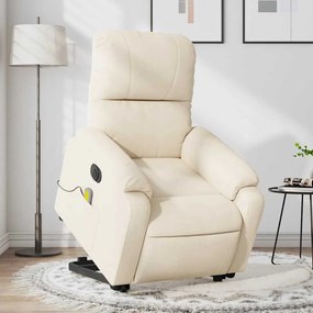 vidaXL Poltrona massagens elétrica elevatória tecido microfibra bege